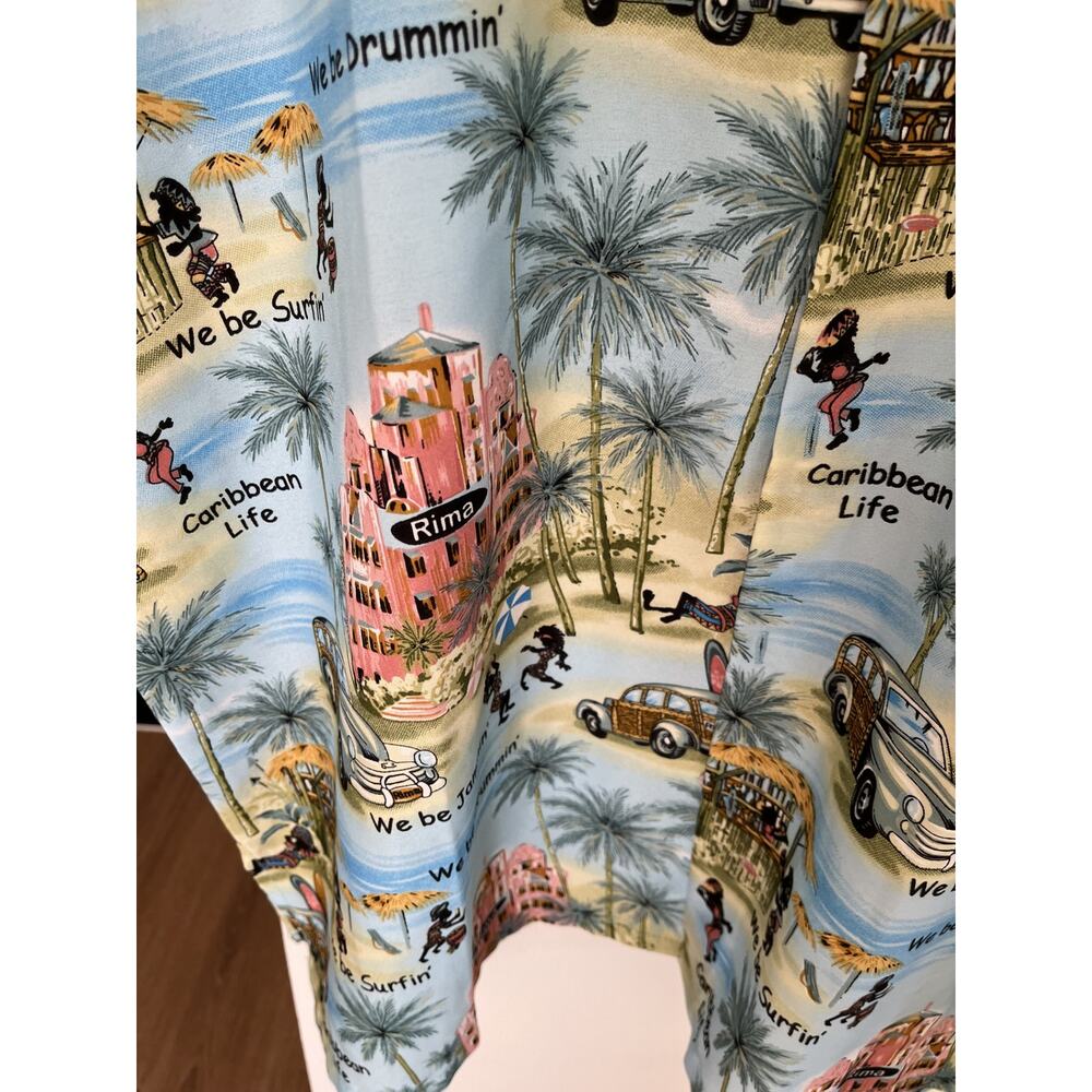 Rima Mens Caribbean Blue XL Short Sleeve Colorful Hawaiian Resort Beach Tropical - Picture 6 of 6
